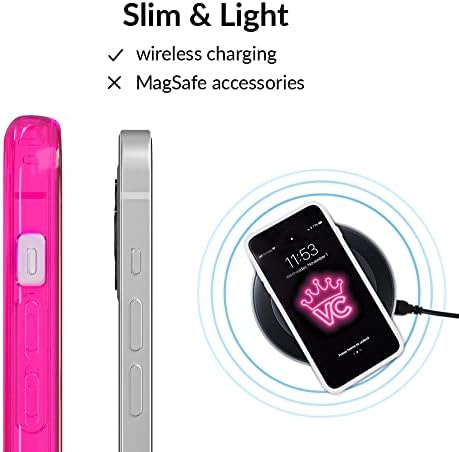 Kadife Havyar Neon Sıcak Pembe Şeffaf Kılıf iPhone 12 Mini [8ft Damla Test] w/Çizilmeye Dayanıklı Kaplama-Kadınlar için Sevimli