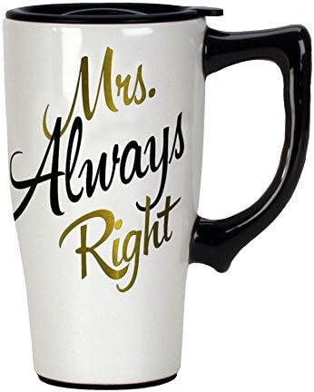 Spoontiques Mrs. Always Right Seyahat Kupası, Beyaz, 18 oz
