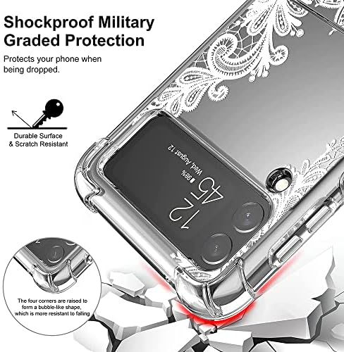 HAİJ (3 Paket) Samsung Galaxy Z Flip 4 için Kılıf, Şok Emme Çizilmez Kristal Berraklığında Yumuşak TPU Tampon Koruyucu Telefon