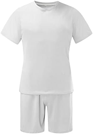 DSODAN Erkek Yaz 2 Parça Kıyafetler Rahat Kısa Kollu Kas Fit Gömlek ve Spor şort takımı Eşofman Spor Takım Elbise