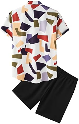 SweatyRocks erkek 2 Parça Kıyafetler Rahat Grafik Baskı Kısa Kollu havai gömleği ve Şort
