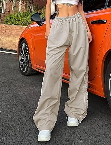 ELLENWELL Bayan eşofman altları Baggy Y2K Paraşüt Pantolon Geniş Bacak Streetwear Gevşek Jogger