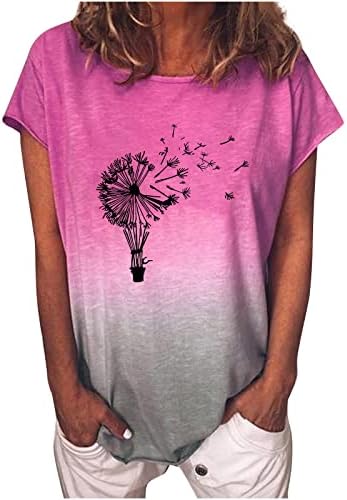 Genç Kız Ekip Boyun T Shirt Üst T Shirt Kısa Kollu Degrade Karahindiba Çiçek Baskı Yaz Sonbahar T Shirt 2023 AB