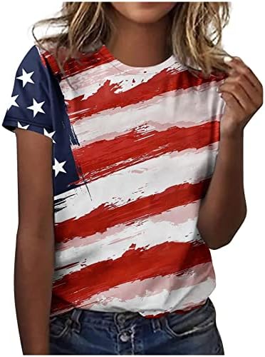 Kısa Kollu T Shirt Bayanlar için Sonbahar Yaz Crewneck Vatansever Yıldız Grafik Kravat Boya Üst Tişörtleri Genç Kız 2023