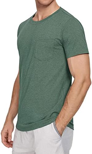 Erkekler için T-Shirt, erkek Kısa Kollu Katı Ekip Boyun Tee Gömlek Yaz Rahat Temel Üstleri Klasik Salon Gömlek Bluz