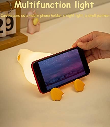 Zendure LED Yalan Düz Ördek Gece Lambası, Sevimli Light Up Ördek, Silikon Kısılabilir Gece Lambası, Şarj Edilebilir Başucu