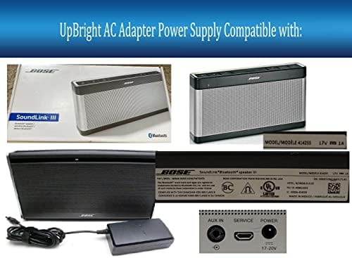 UpBright 17V 1A AC / DC Adaptörü Bose 414255 SoundLink III II 404600 Bluetooth Mobil Hoparlör ile Uyumlu 369946-1300 330001-1310
