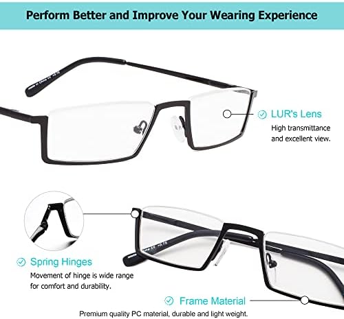 LUR 3 Paket Yarım jant Metal okuma gözlüğü + 4 Paket Klasik okuma gözlüğü(Toplam 7 Çift Okuyucu +1.00)