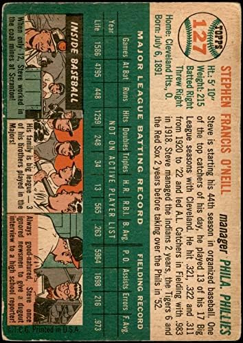 1954 Topps 127 Steve O'Neill Philadelphia Phillies (Beyzbol Kartı) ADİL Phillies