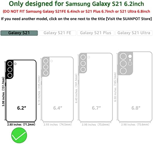 SUANPOT Samsung Galaxy S21 6.2(Non S21+) RFID Engelleme ile deri cüzdan kılıf Kredi kartı tutucu, Flip Folio Kitap telefon