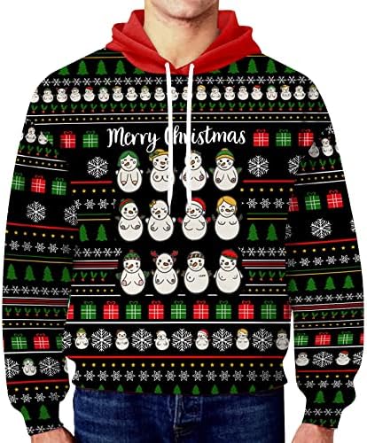 GDJGTA erkek Kış Noel Baskı rahat bol kapüşonlu sweatshirt 4 8