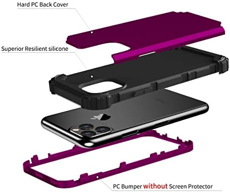ıphone 11 Pro Kılıf, ZERMU Ağır Darbeye Dayanıklı Koruma Sert Plastik + Silikon Zırh Defender Yüksek Darbe Sağlam Tampon