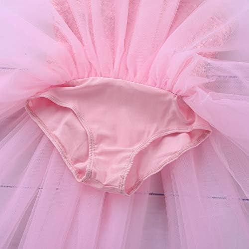inhzoy Kız Bale Dans Tutu Elbise Jimnastik Leotard Lirik Dans kıyafetleri Sequins Splice Mesh boyundan bağlamalı elbise