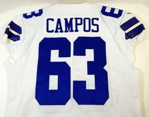 2017 Dallas Cowboys Jake Campos 63 Oyunu Verilen Beyaz Forma 46 DP15540-İmzasız NFL Oyunu Kullanılmış Formalar