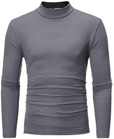 XXBR Erkek Slim Fit Mock Boyun Temel Üstleri Uzun Kollu termal iç çamaşır Balıkçı Yaka Kazak Rahat Taban Katmanı T Shirt
