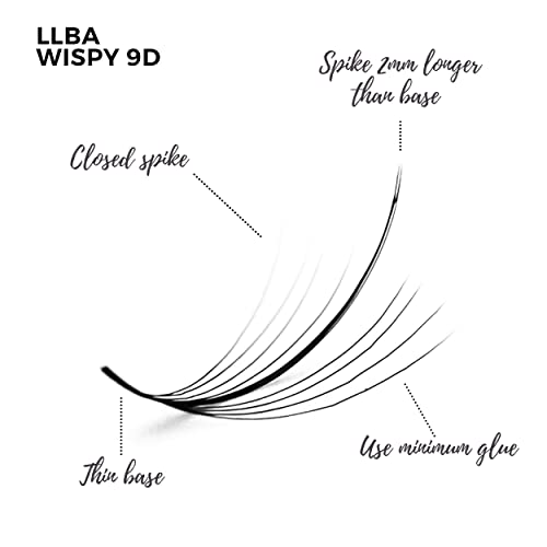 LLBA Promade Wispy Kirpik Uzantıları 9D 0.05, 100 % El Yapımı Kirpik Hacmi Hayranları, C Cc D Bukleler, 9-17mm Uzunluk, Uzun