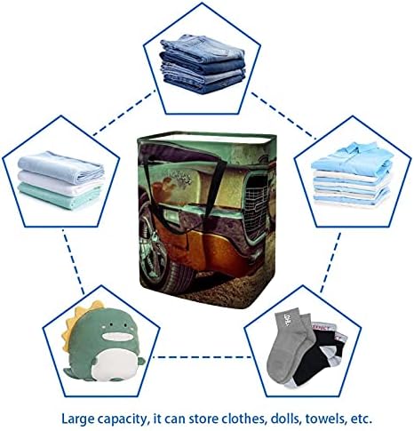 Retro Araba Klasik çamaşır sepeti Büyük Bez Organizatör Çantası Sepeti Katlanabilir çamaşır sepeti Kolları ile