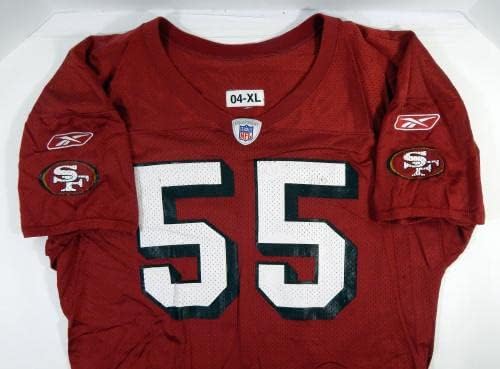 2004 San Francisco 49ers Jamie Winborn 55 Oyun Kullanılmış Kırmızı Antrenman Forması 956-İmzasız NFL Oyunu Kullanılmış