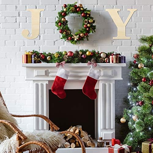 3 Adet 12 İnç Noel Ahşap Büyük sevinç mektubu Ev İşareti Rustik Noel Ahşap Mektup Çelenk Süsler Noel Tatili için Kapalı Açık