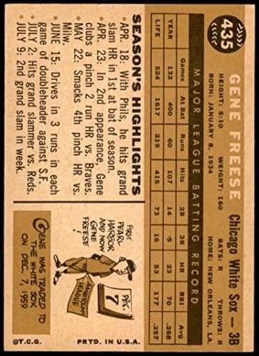 1960 Topps 435 Gene Freese Chicago Beyaz Sox (Beyzbol Kartı) ESKİ / MT + Beyaz Sox