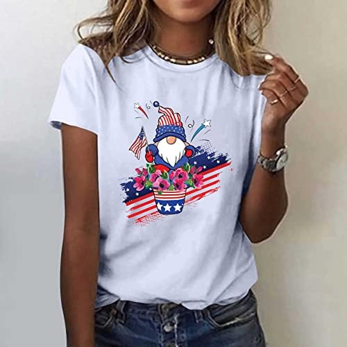 4TH Temmuz Gömlek Kadınlar için 2023 Bağımsızlık Günü Gömlek Vatansever Gnome Rahat Yaz Üstleri Tatil Rave Parti Tee