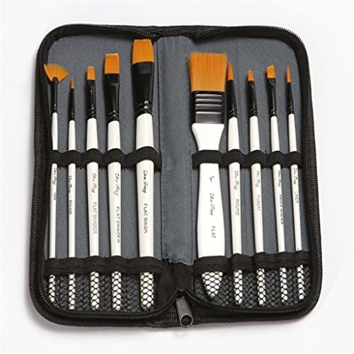 RENSLAT Boyama Fırçaları Bez çanta seti Profesyonel Sanat Çizim Ahşap Saplı Fırça Kalemler Kırtasiye (Renk: Siyah + Beyaz,
