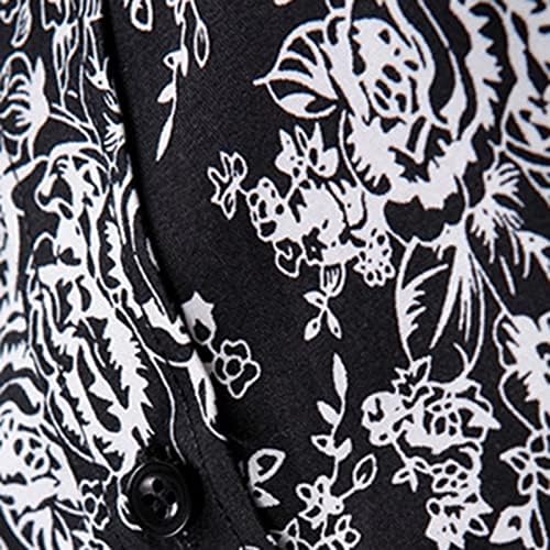 Bluz Üstleri erkek Uzun Kollu Artı Boyutu Çiçek Gömlek Moda Slim Fit Düğme Bown Yaka Elbise Gömlek Hırka