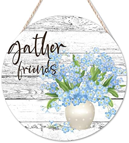 Hoş geldin yazısı Arkadaşlar Toplamak Yuvarlak Ahşap Işaretleri Bahar Kapok Çiçek Saksı Duvar Sanatı Işaretleri Bahçe Çiçek