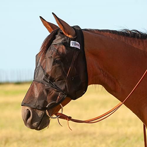 Cashel Quiet Ride Horse Uzun Burunlu Sinek Maskesi, Siyah, At