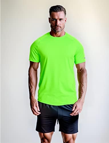 YumıDay Egzersiz Gömlek Erkekler Kuru Fit, Atletik Spor T Shirt Nem Esneklik Koşu / Gym Tops Hafif Kısa Kollu