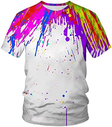 Rahat T Shirt Erkekler için Renkli Tasarım Kısa Kollu Crewneck Tee Gömlek Şık Grafik Gömlek Klasik Fit