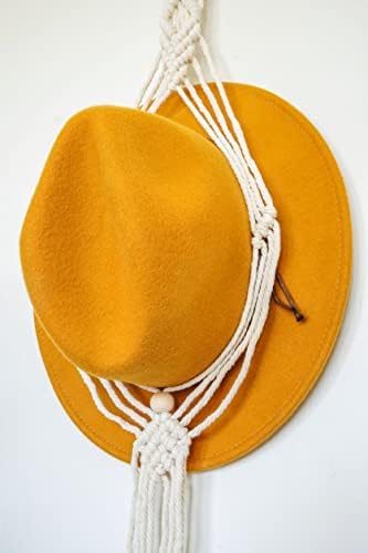 Düğümlü Tek Boho Makrome Şapka Askıları-Fötr Şapkalarınızı, Batı ve Geniş kenarlı Şapkalarınızı göstermek için Basit, Şık