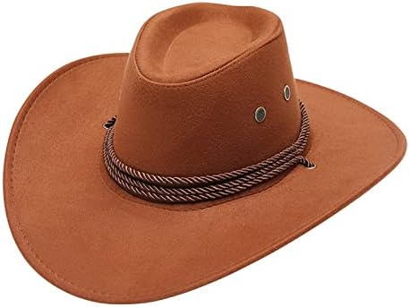 Seyahat güneşlikli kep Fedora Şapka Bantları Erkekler için Yetişkin Rahat Katı Yaz Batı Moda Kovboy güneş şapkası Geniş Kenarlı