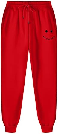 Unisex Spor rahat pantolon Erkekler ve Kadınlar Sevimli Baskı Sweatpant Lace Up Elastik Bel Gevşek Rahat Geniş Bacak Pantolon