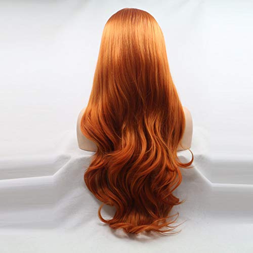 xiweiya zencefil turuncu uzun vücut Dalgalı peruk sentetik turuncu dantel Ön peruk Mix renk sarı Turuncu kadınlar için ısıya