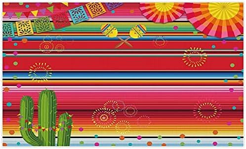 Allenjoy Meksika Fiesta Tema Renkli Çizgili Zemin Doğum Günü Cinco De Mayo Luau Parti Masa Dekorasyon Afiş Meksika Festivali