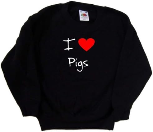 Kalp Domuzlarını Seviyorum Siyah Çocuk Sweatshirt