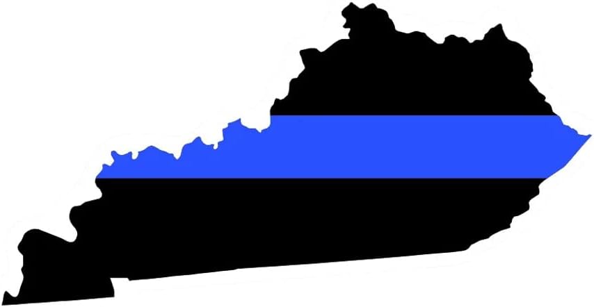 Kentucky Eyaleti Şekilli İnce Mavi Çizgi Etiket Kendinden Yapışkanlı Vinil Polis KY-C3435-6 inç veya 15 Santimetre Çıkartma