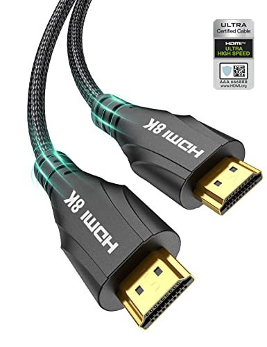 8K Kısa HDMI 2.1 Kablosu 3.3 FT Sertifikalı Ultra Yüksek Hızlı HDMI Kablosu,48Gbps,8K 60hz,4K 120hz,Örgülü,eARC - HDTV,PS5,PS4,Xbox,Blu