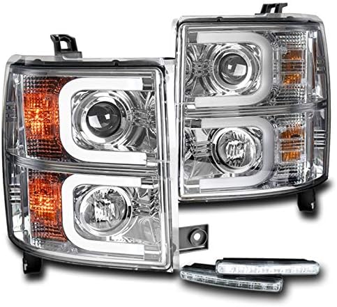 ZMAUTOPARTS 2014-2015 Chevy Silverado 1500 LED DRL Krom Projektör Farlar Lambalar 6 Beyaz LED DRL ışıkları