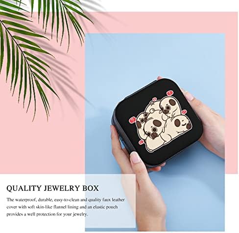Komik Pug Takı Kutuları PU Deri Taşınabilir Ekran Saklama Kutusu Tutucu Mini Kılıf Kadınlar için Hediye