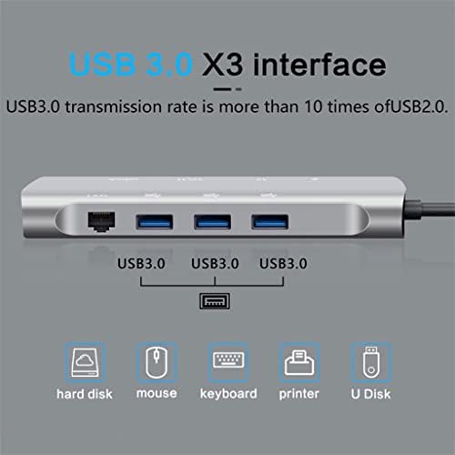 ASUVUD Tip C Uyumlu 4K 30Hz RJ45 USB 3.0 Adaptör Tipi C HUB Dock Pro Hava Dizüstü Splitter (Renk: D, Boyut : E)
