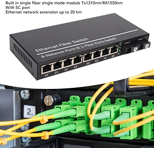 Qinlorgo Ethernet Fiber Anahtarı, RJ45 Port Ethernet fiber ortam dönüştürücü Tak ve Çalıştır Tx1310nm RX1550nm Ofis için