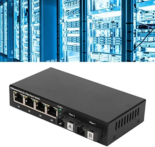 Qinlorgo Ethernet Anahtarı, Ofis için 10 100 1000Mbps 6 Portlu Fiber Ortam Dönüştürücü (ABD Plug)