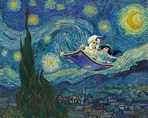 Aladdin ve Yasemin Vincent Van Gogh Poster Baskı - (11 inç x 14 inç) yıldızlı Gece Duvar sanat dekoru
