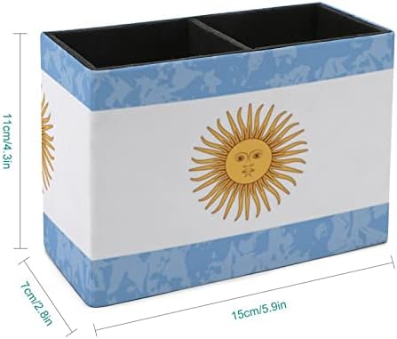 Retro Arjantin Bayrağı PU Deri Kalem Sahipleri Çok Fonksiyonlu Kalem Kupası Konteyner Desen masa düzenleyici Ofis Ev İçin