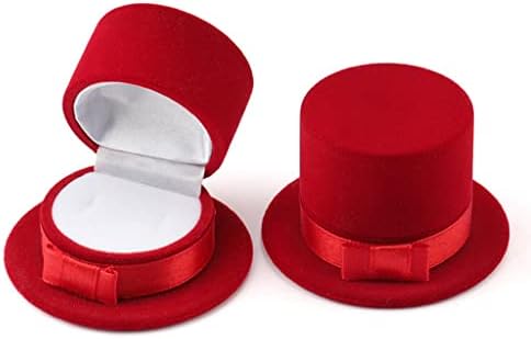 WODMB Kırmızı Siyah silindir şapka Mücevher Kutusu Kadife Alyans kolye kutusu Ekran Kutusu Hediye Konteyner Durumda Takı