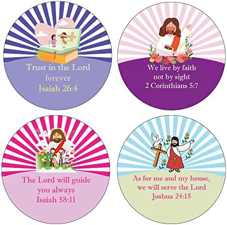 Ağırlıklar Sevimli Hıristiyan Dua inanç etiketi (Yuvarlak) (10 takım X 16 Tasarım) - Çocuklar, Erkekler, Kızlar için Hıristiyan