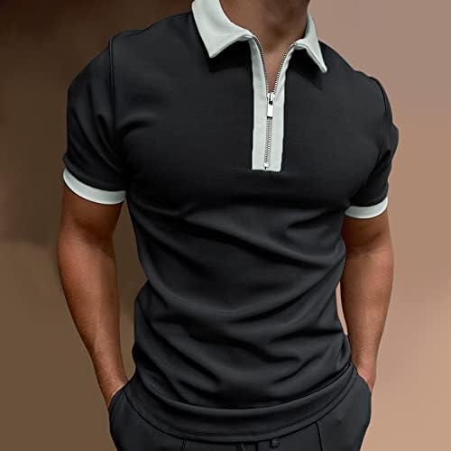 Erkek Rahat Moda Üst Bluzlar Fermuar Turn-Aşağı Yaka Bluz Katı Kısa Kollu Üstleri Gevşek Şık Gömlek Uzun Kollu