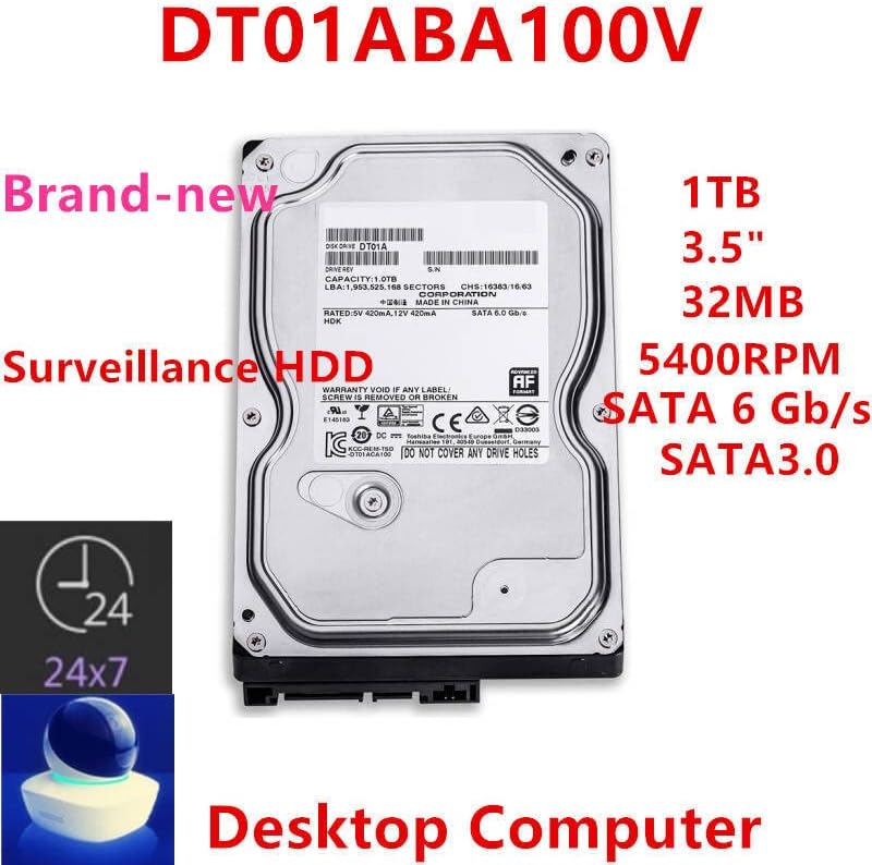 HDD 1 TB 3.5 SATA 6 Gb/sn 32 MB 5400 RPM Dahili HDD DVR NVR Gözetim HDD DT01ABA100V